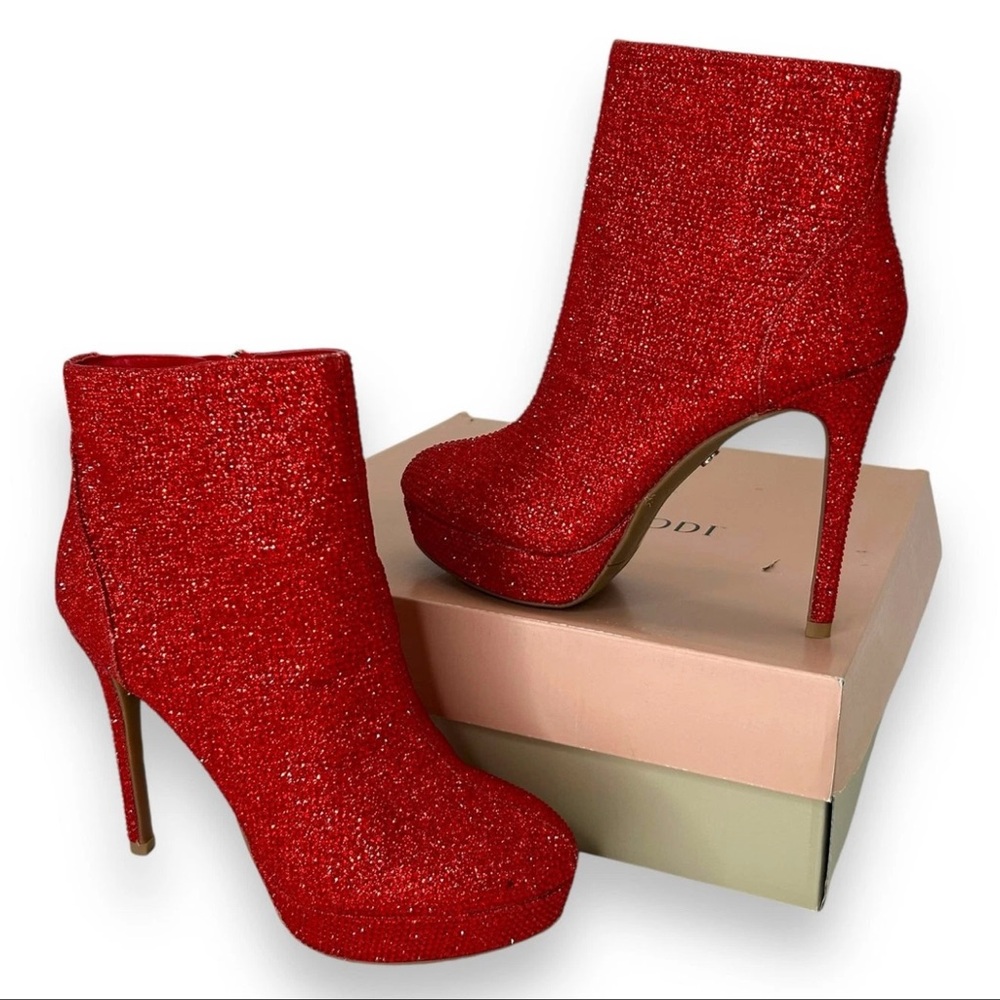 Thalia Sodi Red Glitter Heeled Boots